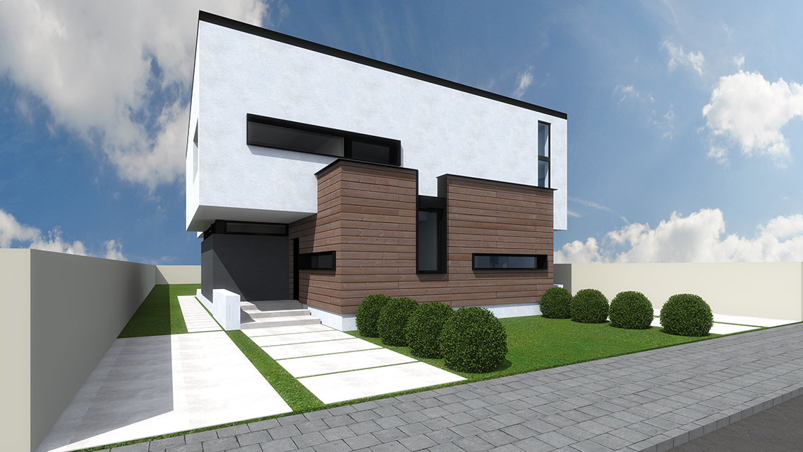 Proiect Arhitectura Duplex Modern P+1 Mosnita Noua